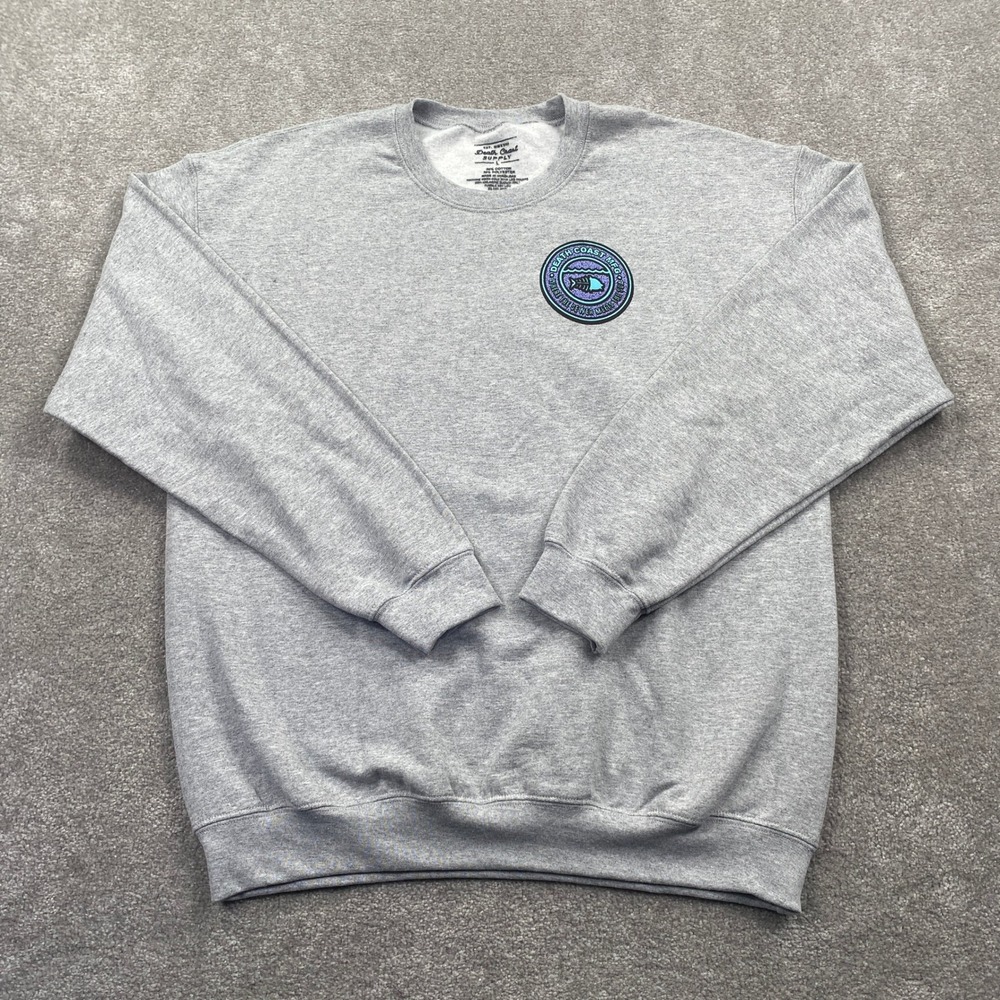 Death Coast Supply Mens Gray Crew Neck Sweatshirt Logo Graphic Casual Pullover